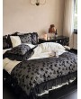 Black and Ivory Gothic Butterfly Print Romantic Ruffle Comforter Set