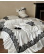 White and Black Gothic Retro Elegant Lace Trim Comforter Set