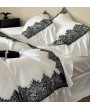 White and Black Gothic Retro Elegant Lace Trim Comforter Set