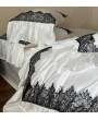 White and Black Gothic Retro Elegant Lace Trim Comforter Set