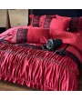 Red and Black Retro Gothic Lace Ruffle Wedding Comforter Set