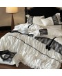 White and Black Retro Gothic Lace Ruffle Wedding Comforter Set