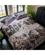 Purple and Black Gothic Evil Cross Print Comforter Set