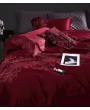 Red Gothic Vintage Luxurious Floral Embroidered Comforter Set