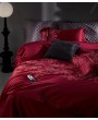 Red Gothic Vintage Luxurious Floral Embroidered Comforter Set