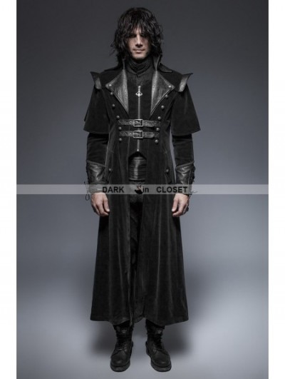 Punk Rave Black Gothic Long Cloak Coat for Men