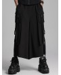 Punk Rave Black Gothic Cyberpunk Wide Leg Cropped Pants for Men