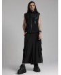 Punk Rave Black Gothic Cyberpunk Wide Leg Cropped Pants for Men