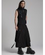 Punk Rave Black Gothic Cyberpunk Wide Leg Cropped Pants for Men