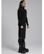 Punk Rave Black Gothic Punk Minimalist Studded Faux Leather Pants for Men