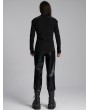 Punk Rave Black Gothic Punk Minimalist Studded Faux Leather Pants for Men