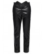 Punk Rave Black Gothic Punk Minimalist Studded Faux Leather Pants for Men