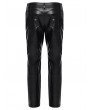 Punk Rave Black Gothic Punk Minimalist Studded Faux Leather Pants for Men