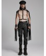 Punk Rave Black Gothic Punk Street Cross Buckle PU Leather Pants for Men