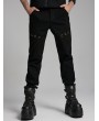 Punk Rave Black Gothic Punk Metal Eyelet Handsome Pants for Men