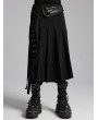 Punk Rave Black Gothic Punk Personality Men's Pleated Half Skirt