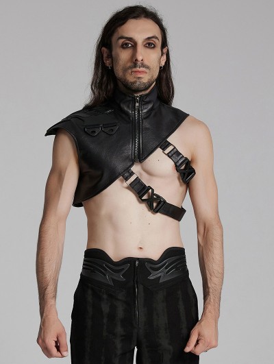 Punk Rave Black Gothic Cyberpunk Handsome Shoulder Armor for Men