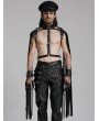 Punk Rave Black Gothic Handsome Punk Tassel Shoulder Armor for Men