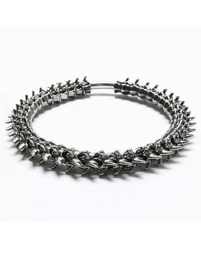 Punk Rave Silver Metal Apocalypse Punk Gothic Skeleton Neck Ring for Men