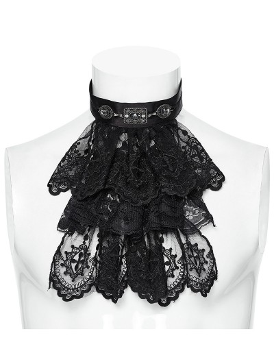 Punk Rave Black Gorgeous Gothic Embroidered Mesh Collar for Men