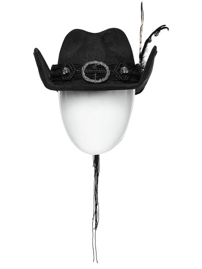 Punk Rave Black Gothic Punk Western Cowboy Hat for Men