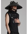 Punk Rave Black Gothic Punk Dark Sheep Horn Conical Hat for Men