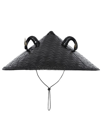 Punk Rave Black Gothic Punk Dark Sheep Horn Conical Hat for Men