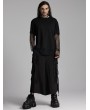 Punk Rave Black Gothic Punk Fake Two-Piece Mesh Spliced T-Shirt for Men