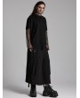 Punk Rave Black Gothic Punk Fake Two-Piece Mesh Spliced T-Shirt for Men