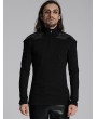 Punk Rave Black Gothic Cyber Punk Zipper Collar Long Sleeved T-Shirt for Men