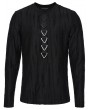 Punk Rave Black Gothic Punk Minimalist Street Distressed Knit T-Shirt for Men