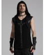 Punk Rave Black Gothic Punk Hooded Decadent Mesh Knitted Vest for Men