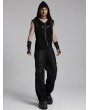 Punk Rave Black Gothic Punk Hooded Decadent Mesh Knitted Vest for Men