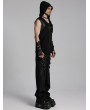 Punk Rave Black Gothic Punk Hooded Decadent Mesh Knitted Vest for Men