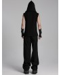 Punk Rave Black Gothic Punk Hooded Decadent Mesh Knitted Vest for Men