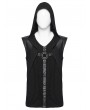 Punk Rave Black Gothic Punk Hooded Decadent Mesh Knitted Vest for Men