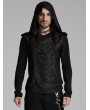 Punk Rave Black Gothic Dark Hooded Cross Overlapping T-Shirt for Men