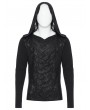 Punk Rave Black Gothic Dark Hooded Cross Overlapping T-Shirt for Men