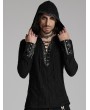 Punk Rave Black Gothic Dark Punk Handsome Hooded T-Shirt for Men