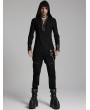 Punk Rave Black Gothic Dark Punk Handsome Hooded T-Shirt for Men