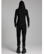 Punk Rave Black Gothic Dark Punk Handsome Hooded T-Shirt for Men