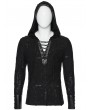 Punk Rave Black Gothic Dark Punk Handsome Hooded T-Shirt for Men