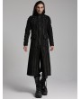 Punk Rave Black Gothic Doomsday Punk Studded Printed Long Coat for Men