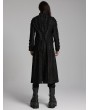 Punk Rave Black Gothic Doomsday Punk Studded Printed Long Coat for Men