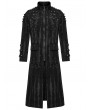 Punk Rave Black Gothic Doomsday Punk Studded Printed Long Coat for Men