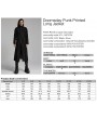 Punk Rave Black Gothic Doomsday Punk Studded Printed Long Coat for Men