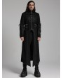 Punk Rave Black Gothic Punk Wild Vision Buckle Front Long Jacket for Men