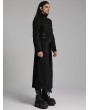 Punk Rave Black Gothic Punk Wild Vision Buckle Front Long Jacket for Men