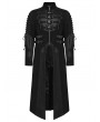 Punk Rave Black Gothic Punk Wild Vision Buckle Front Long Jacket for Men