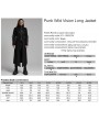 Punk Rave Black Gothic Punk Wild Vision Buckle Front Long Jacket for Men